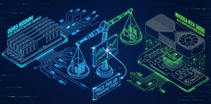 DDR5 RDIMM vs RTX 3090 — 本地LLM每GB成本逆转的转折点